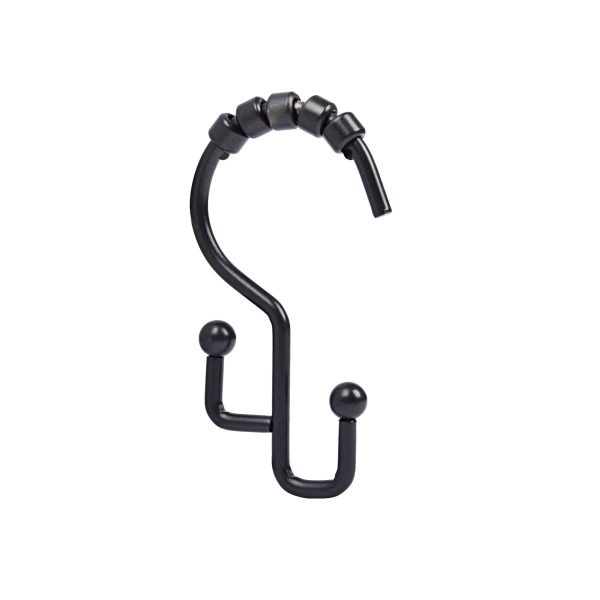 Utopia Alley HK3BK Shower Hooks - Double Shower Curtain Rings for Bathroom - Rust Resistant Shower Curtain Hooks for Shower Curtain or Liner -  Double Roller Shower Curtain Hooks - Set of 12, Matte Black Online now - Image 2