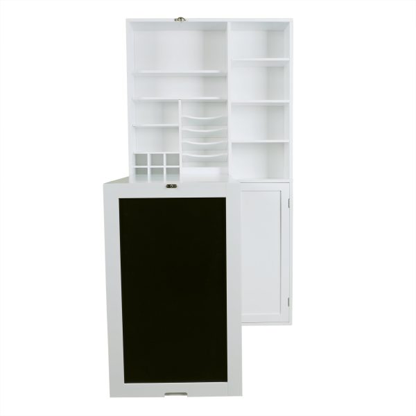 Utopia Alley SH4WW Collapsible Fold Down Desk Table with Large Storage Cabinet  & Bottom Shelves - Convertible Foldable Desk Furniture with Chalkboard Wall - Computer Desk with Storage for Small Spaces - White Sale - Image 5
