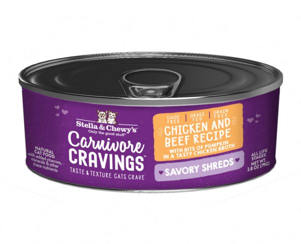 Stella & Chewy s Carnivore Cravings Savory Shreds Chicken & Beef Dinner in Broth Wet Cat Food on Sale - Image 3