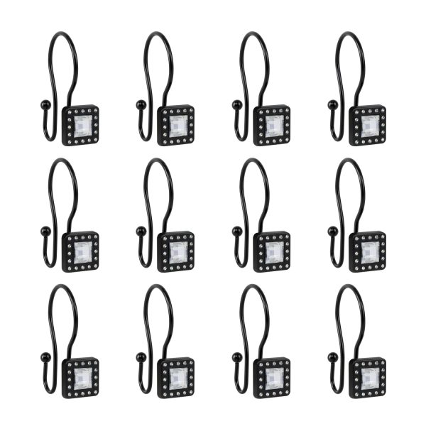 Utopia Alley HK22XX Shower Hooks - Double Shower Curtain Rings for Bathroom - Rust Resistant Shower Curtain Hooks for Shower Curtain or Liner - Shower Curtain Rings with Crystal Design - Set of 12 Supply - Image 4