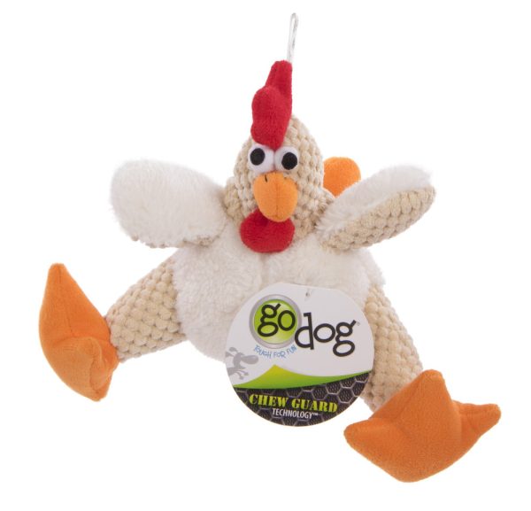 Go Dog Checkers Fat White Rooster with Chew Guard Technology Durable Plush Squeaker Dog Toy White Online - Image 4