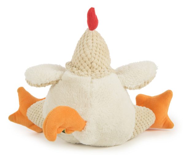 Go Dog Checkers Fat White Rooster with Chew Guard Technology Durable Plush Squeaker Dog Toy White Online - Image 2