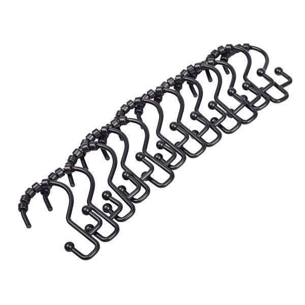 Utopia Alley HK3BK Shower Hooks - Double Shower Curtain Rings for Bathroom - Rust Resistant Shower Curtain Hooks for Shower Curtain or Liner -  Double Roller Shower Curtain Hooks - Set of 12, Matte Black Online now - Image 3