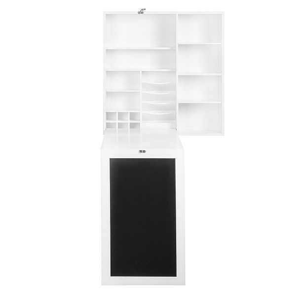 Utopia Alley SH0071PAWW011 Collapsible Fold Down Desk Table with Storage Cabinet & Shelves - Wall Mounted Desk Furniture with Chalkboard Wall - Computer Desk With Storage for Small Spaces - White Sale - Image 5