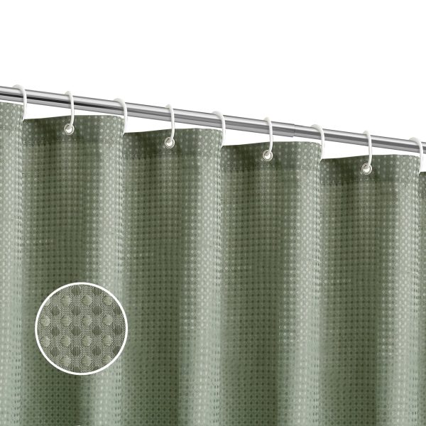 Utopia Alley BL8XX Waffle Weave Shower Curtain for Bathroom, 120 GSM Weighted Polyester Bath Curtain  (71  W _ 79  H) For Cheap - Image 3