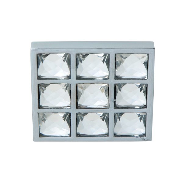 Utopia Alley HW337PLCH021 Gleam Grid 9 Crystal Cabinet Ring Pull Knob - Decorative Cabinet Drop Pull Knobs for Cabinets and Drawers - Vintage Cabinet Hardware with Hand Finished Polished Chrome - Metal Drawer Pull Knobs 1.5  Online Hot Sale - Image 2