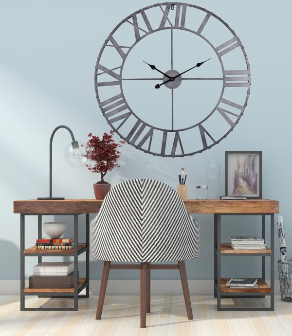Utopia Alley CL0024PAGY014 Rivet Edge Industrial Wall Clock - Large Wall Clock, Big Clocks For Living Room Decor Or Dining Room Decor, Decorative Wall Clocks, Iron Wall Decor, Metal Wall Clock (32  Roman, Pewter) Online now