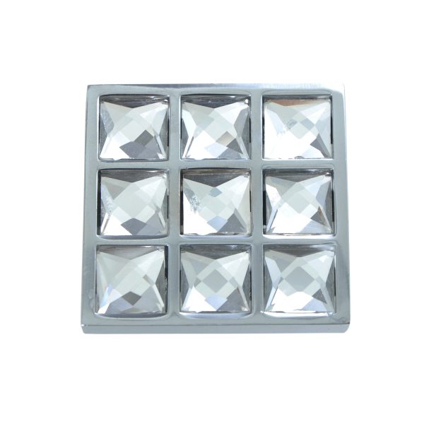 Utopia Alley HW337PLCH021 Gleam Grid 9 Crystal Cabinet Ring Pull Knob - Decorative Cabinet Drop Pull Knobs for Cabinets and Drawers - Vintage Cabinet Hardware with Hand Finished Polished Chrome - Metal Drawer Pull Knobs 1.5  Online Hot Sale