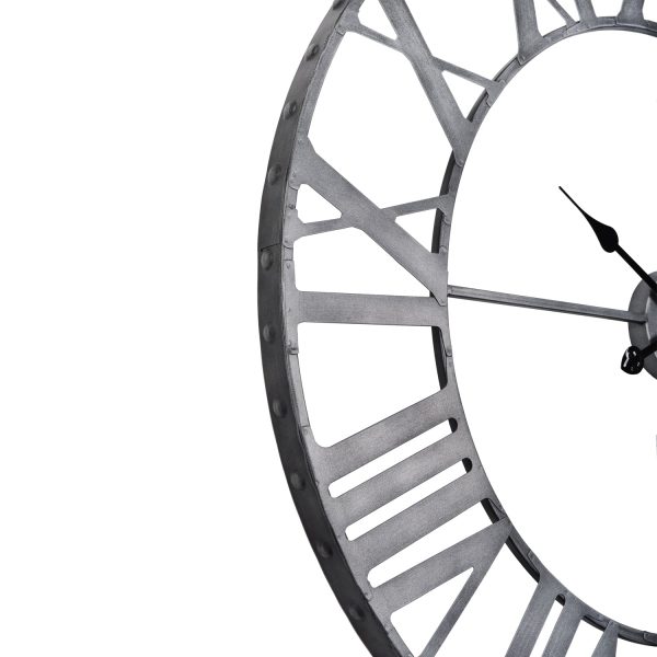 Utopia Alley CL0024PAGY014 Rivet Edge Industrial Wall Clock - Large Wall Clock, Big Clocks For Living Room Decor Or Dining Room Decor, Decorative Wall Clocks, Iron Wall Decor, Metal Wall Clock (32  Roman, Pewter) Online now - Image 3