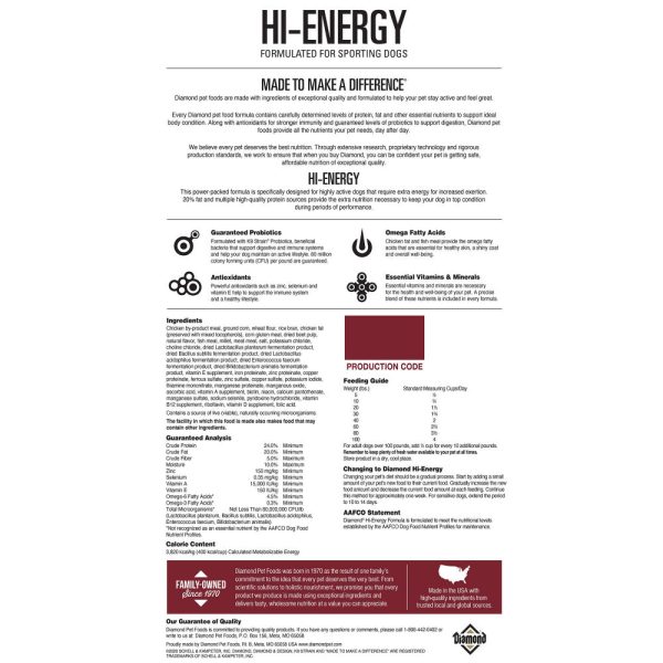 Diamond Diamond Hi-Energy Dry Dog Food For Sale - Image 3