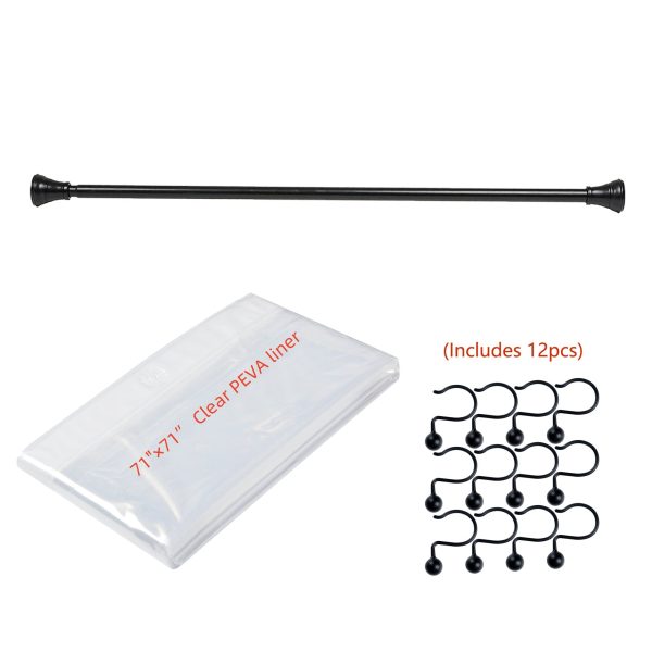 Utopia Alley FH72XX Adjustable 72-Inch Shower Curtain Tension Rod - Rust-Proof Aluminum with Rubber End Cap, No Drill Installation - Extendable, Ideal for Bathroom, Retractable, Wall-to-Wall - Easy to Hang, Included PEVA Shower liner and shower hooks Cheap