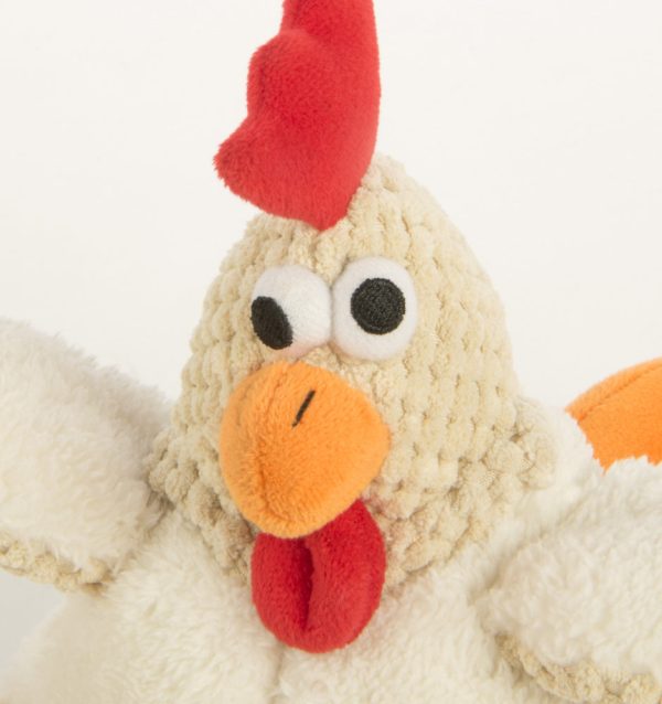 Go Dog Checkers Fat White Rooster with Chew Guard Technology Durable Plush Squeaker Dog Toy White Online - Image 5