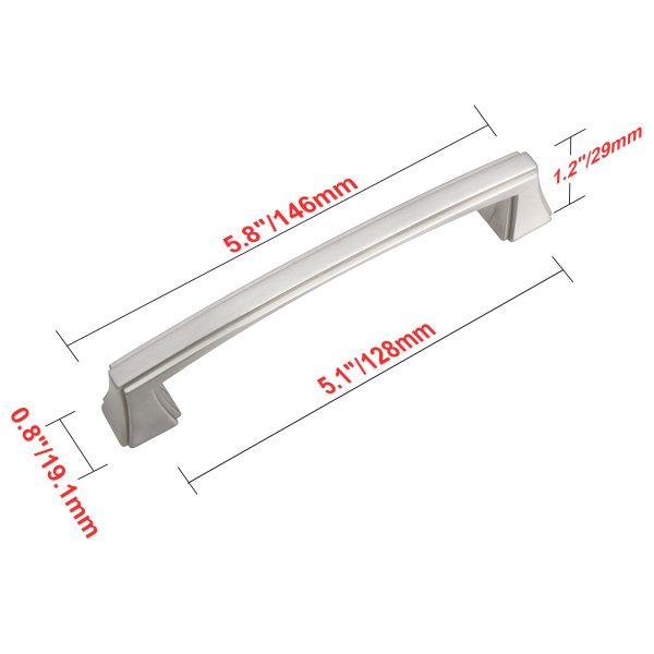 Utopia Alley HW303PLBN021 Brett Pull Handle - Decorative Cabinet Drop Pull Handles for Cabinets and Drawers - Vintage Cabinet Hardware with Hand Finished Brushed Nickel - Metal Drawer Pull Handle, 5.0  Center to Center Cheap - Image 4