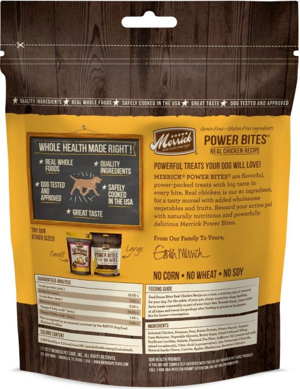 Merrick Power Bites Grain Free Chicken Recipe Dog Treats on Sale - Image 2