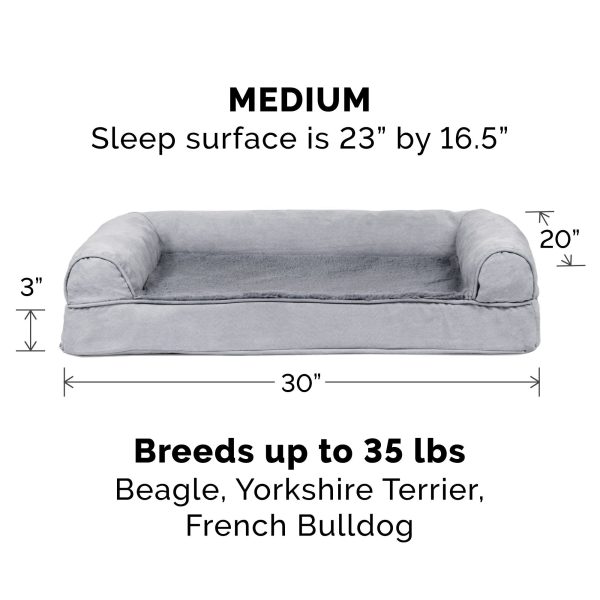 FurHaven Plush & Suede Orthopedic Sofa Dog Bed - Medium, Gray For Discount - Image 4