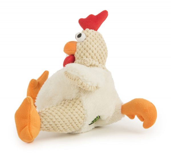 Go Dog Checkers Fat White Rooster with Chew Guard Technology Durable Plush Squeaker Dog Toy White Online - Image 3