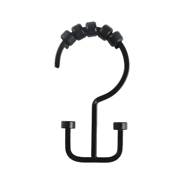 Utopia Alley HK1BK Shower Hooks - Double Shower Curtain Rings for Bathroom - Rust Resistant Shower Curtain Hooks for Shower Curtain or Liner - Flat Double Shower Curtain Hooks - Set of 12, Matte Black Hot on Sale - Image 2