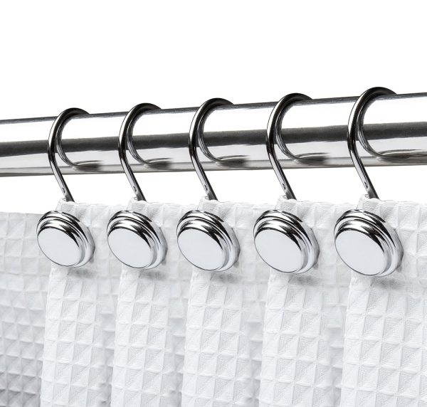 Utopia Alley HK14XX Shower Hooks - Shower Curtain Rings for Bathroom - Rust Proof Shower Curtain Hooks for Shower Curtain or Liner - Set of 12, Chrome Oil Rubbed Bronze Brushed Nickel Black Gold Cheap