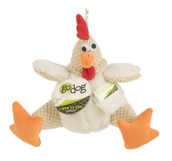 Go Dog Checkers Fat White Rooster with Chew Guard Technology Durable Plush Squeaker Dog Toy White Online