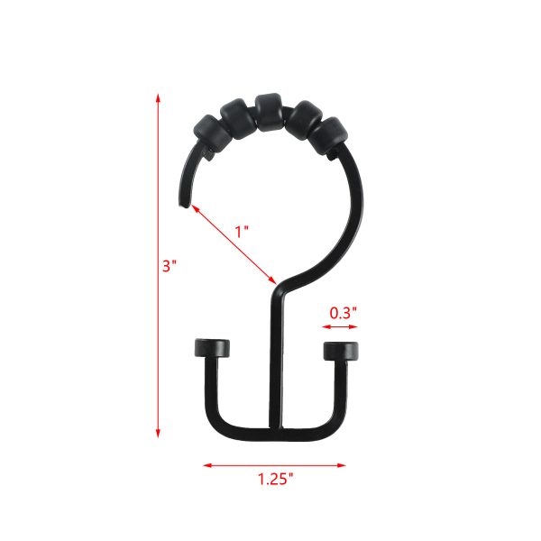 Utopia Alley HK1BK Shower Hooks - Double Shower Curtain Rings for Bathroom - Rust Resistant Shower Curtain Hooks for Shower Curtain or Liner - Flat Double Shower Curtain Hooks - Set of 12, Matte Black Hot on Sale - Image 5