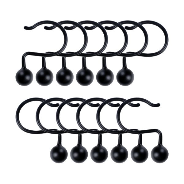 Utopia Alley HK7XX  Shower Hooks - Shower Curtain Rings for Bathroom - Rust Proof Shower Curtain Hooks for Shower Curtain or Liner - Set of 12 - Chrome Brushed Nickel ORB Black Gold Online now - Image 3