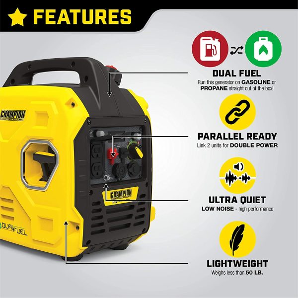 Champion 200962 1850 2500W Dual Fuel Inverter Generator New Online Sale - Image 5