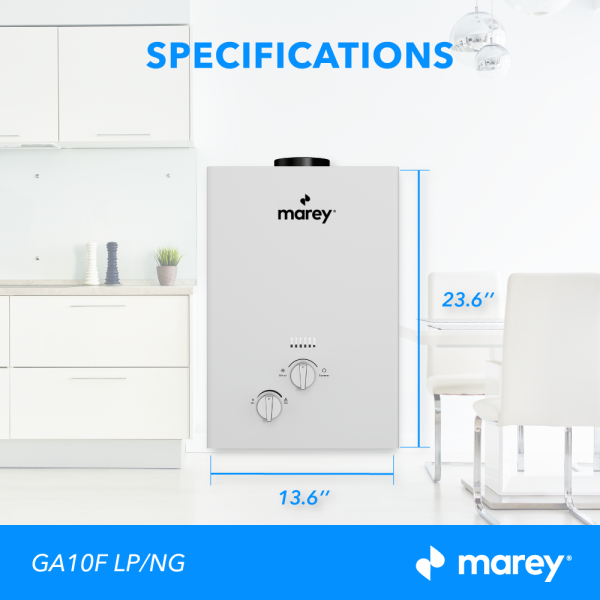 Marey GA10FNG 2.64 GPM 68,240 BTU NG Natural Gas Tankless Water Heater Open Box For Discount - Image 4