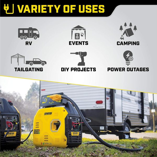Champion 200962 1850 2500W Dual Fuel Inverter Generator New Online Sale - Image 3