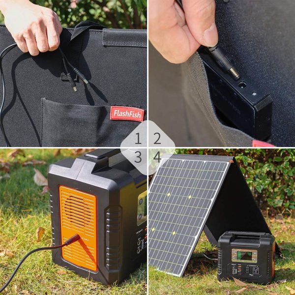 Flashfish 100W 18V Portable Foldable Solar Panel With 5V USB 18V DC Output Compatible With Portable Generators, Smartphones, Tablets And More New Hot on Sale - Image 4