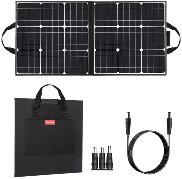 Flashfish 100W 18V Portable Foldable Solar Panel With 5V USB 18V DC Output Compatible With Portable Generators, Smartphones, Tablets And More New Hot on Sale